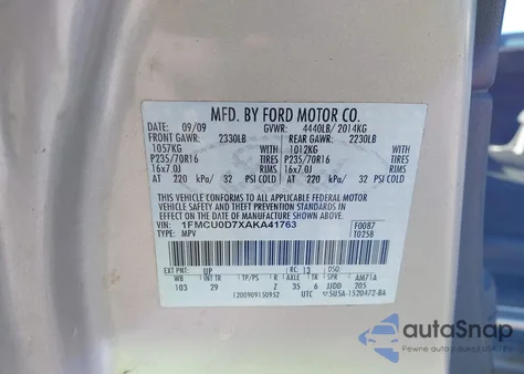 2010 Ford Escape Xlt from USA, damaged, VIN 1FMCU0D7XAKA41763